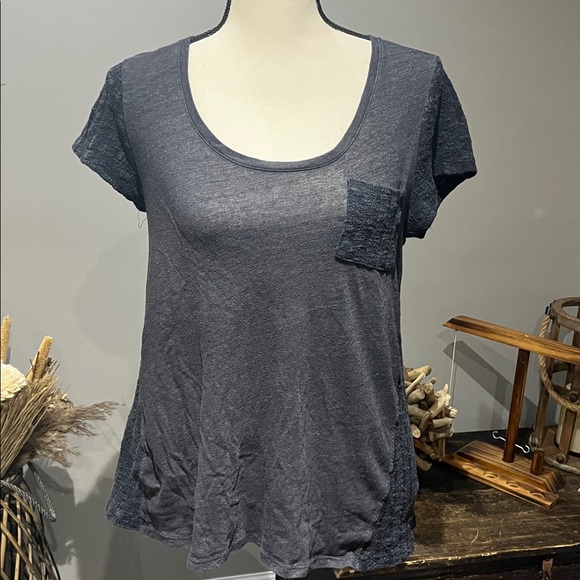 Anthropologie Tops - VINTAGE ANTHROPOLOGIE Dark Gray Short Sleeve Top with Pocket